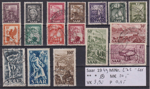 Saarland 1949 272 - mi.-nr., 272-288