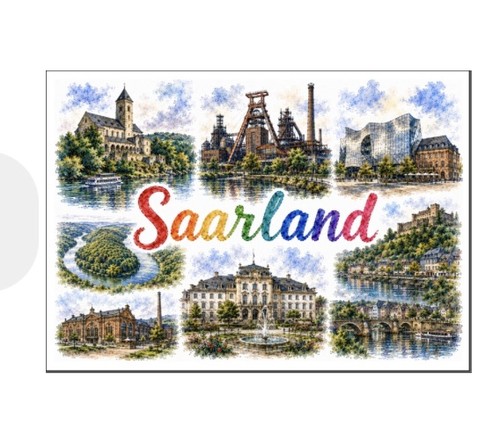 Saarland postkarte - 5x, „saarland“
