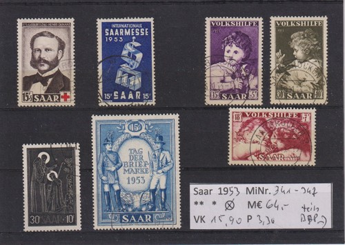 Saarland 1953 341 347 - mi.-nr., 341-347