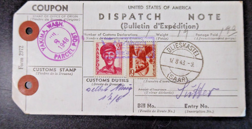 Saarland 1948 dispatch - 1948,, "dispatch